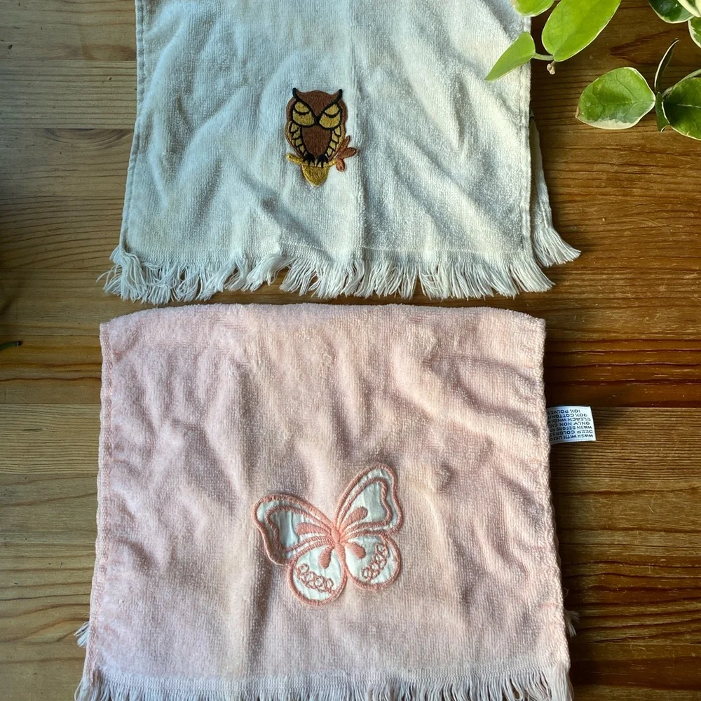 Vintage Owl and Butterfly Towels
